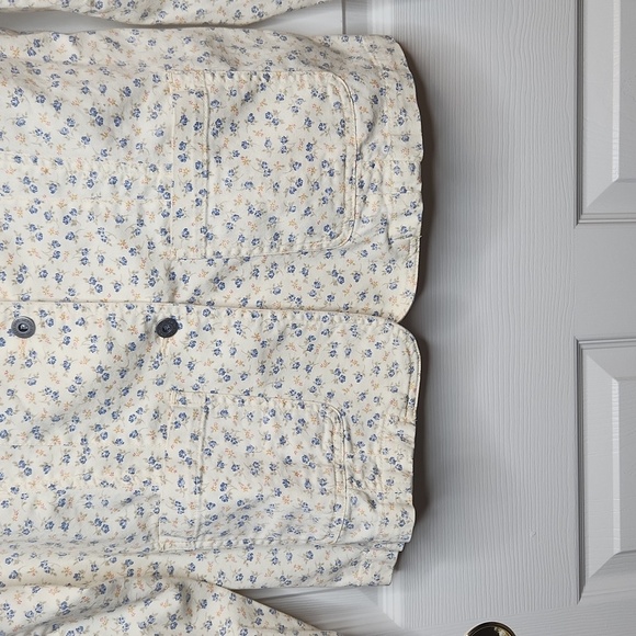 Vintage Liz Claiborne LizWear Jeans Women's Cream Cotton  Floral Blazer Size L - Picture 2 of 13